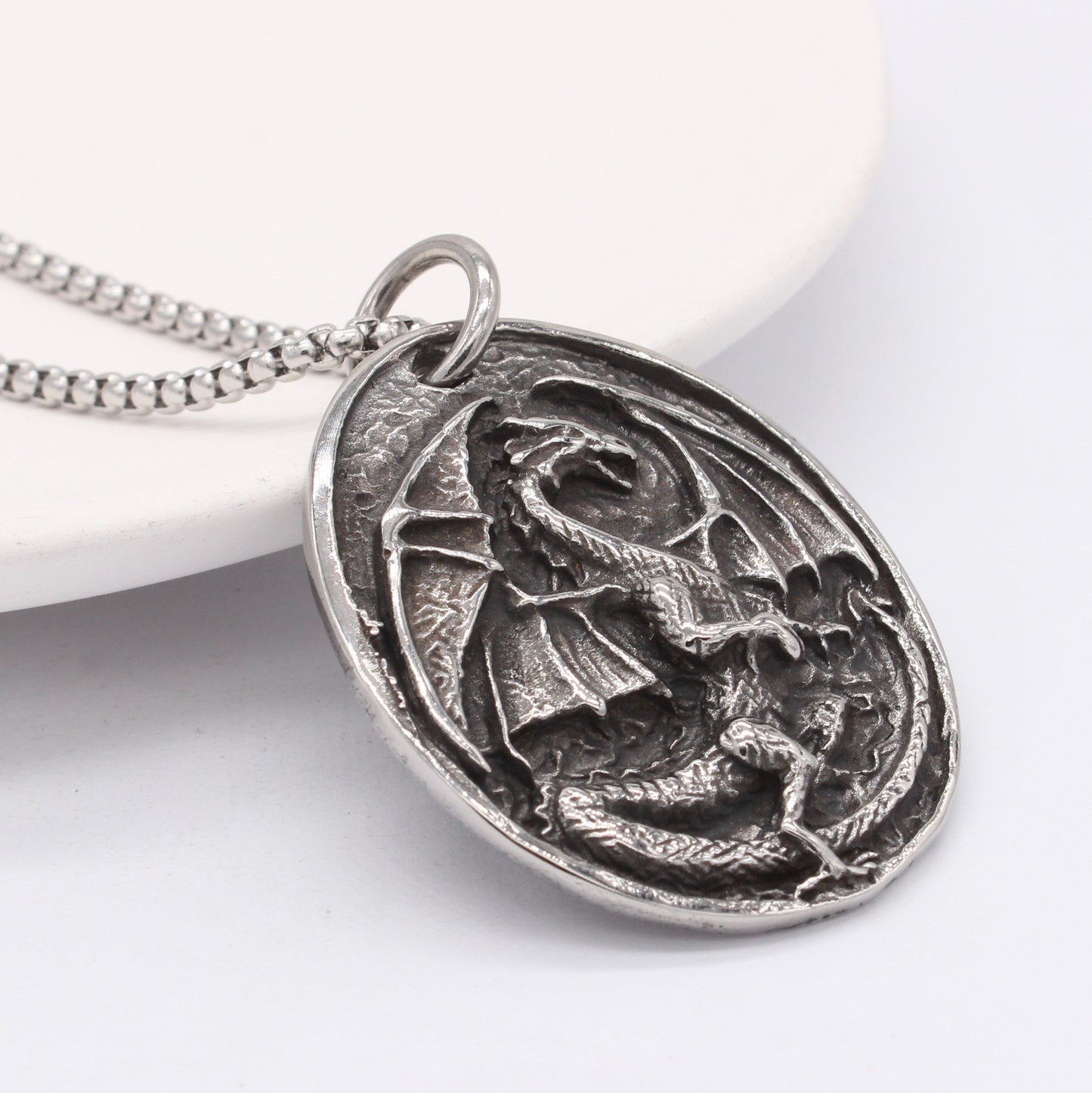 Dragon Pendant Titanium Steel Unisex For Men And Women Planderful Everyday Genie Retro Protection Statement Jewelry