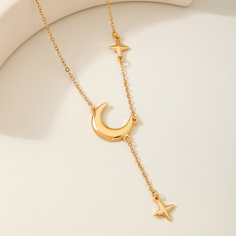 Planderful Vienna Verve Necklace – Chic Metal Gold Moon Star Design