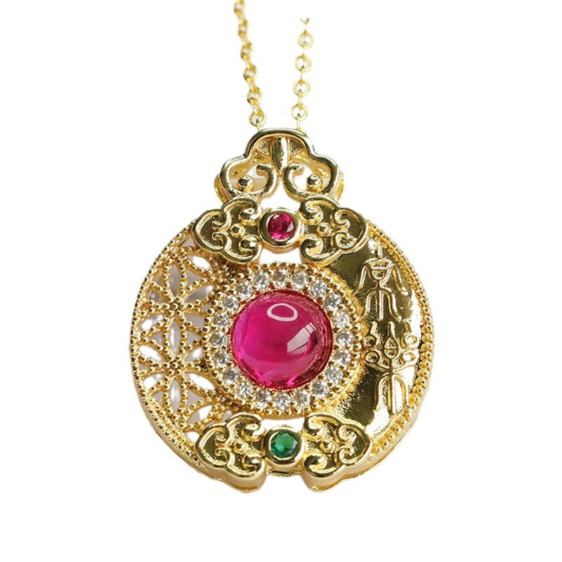 Lab-Grown Ruby Ruyi Joy Pendant — No Chain