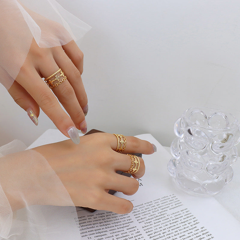Diverse Gold-Plated Geometric Hip-Hop Ring by Planderful Collection