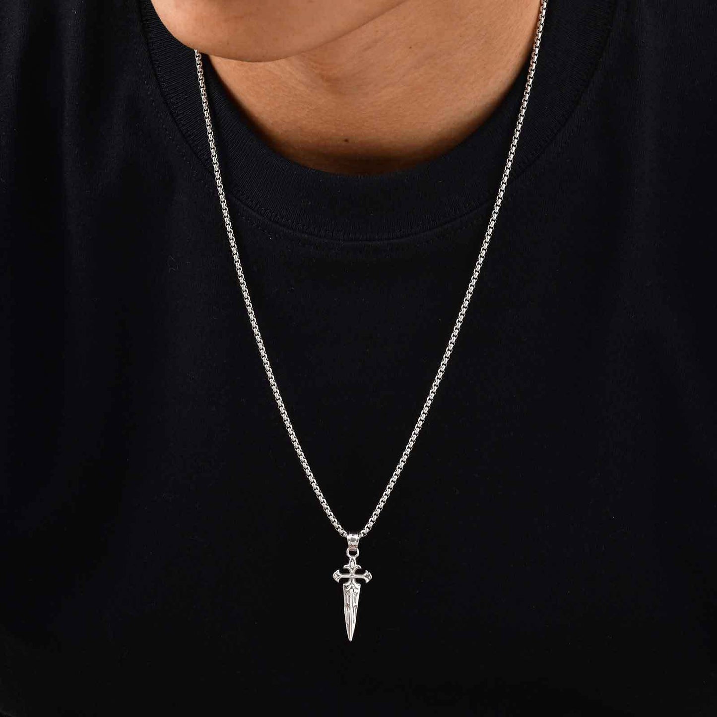 Planderful Stainless Steel Sword Cross Pendant For Men