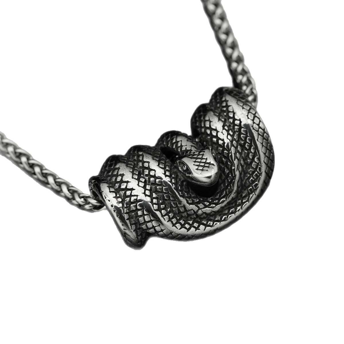 Vintage Snake Zodiac Stainless Steel Pendant Necklace