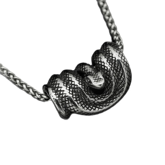 Vintage Snake Zodiac Stainless Steel Pendant Necklace