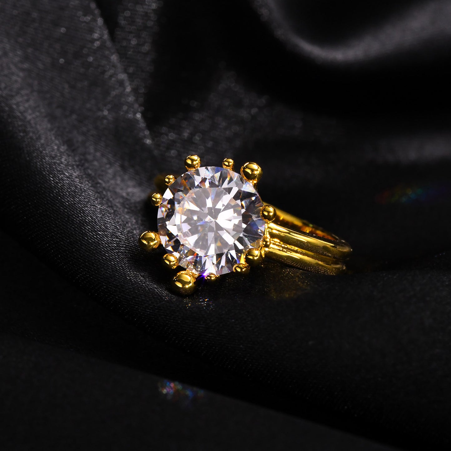 Jewelry Copper Large Zircon Gold Ring Women's Ring Wholesale