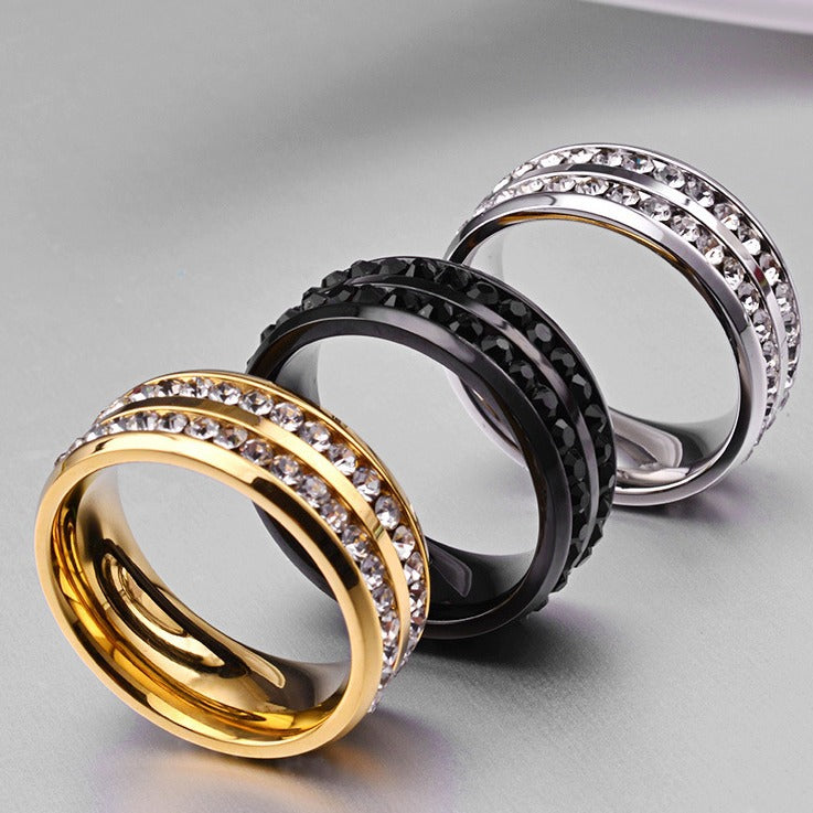 Stainless Steel Full Ring Diamond – Zircon 18k Gold Around The