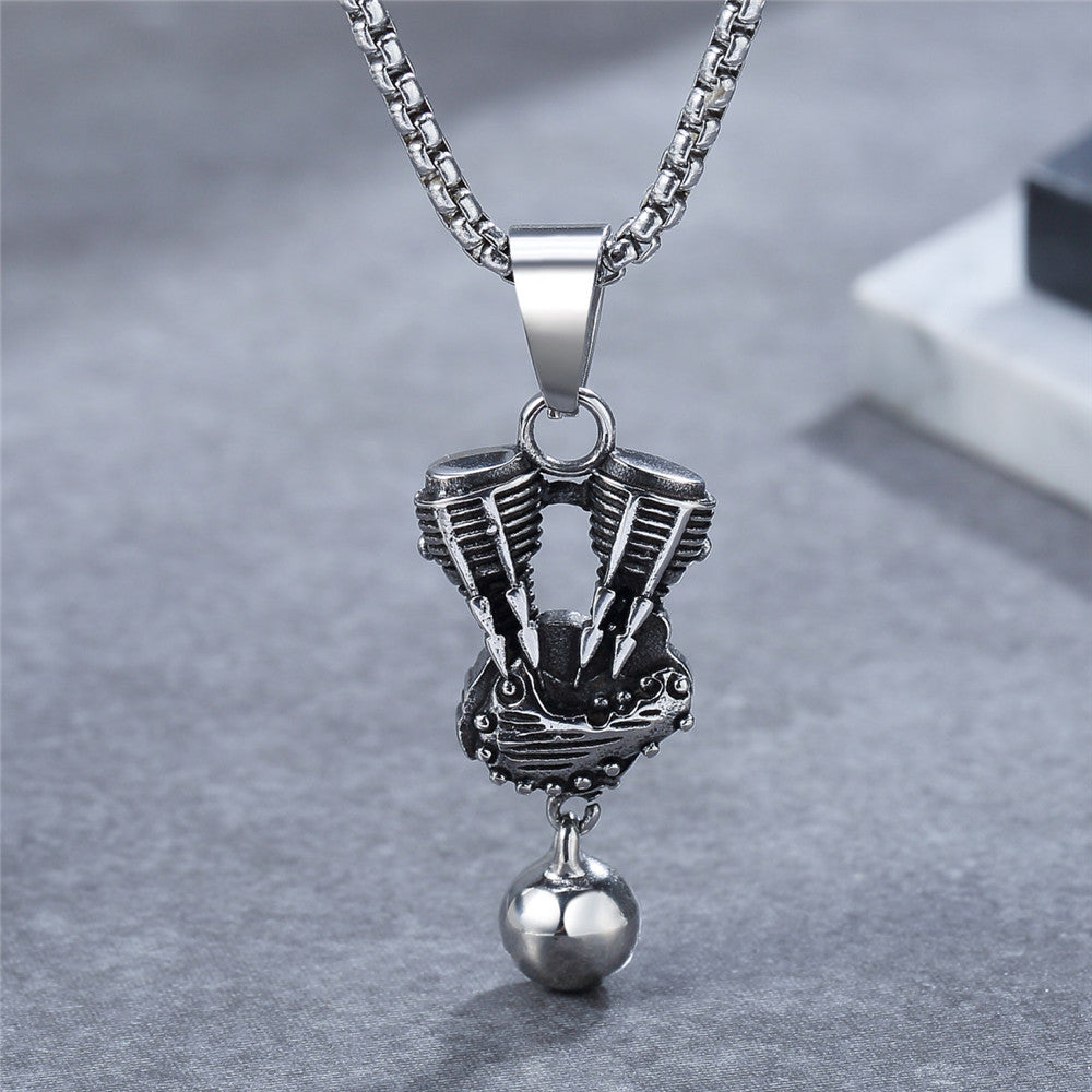 Planderful Premium Personalized Retro Locomotive Engine Pendant Titanium Steel Unisex Necklace