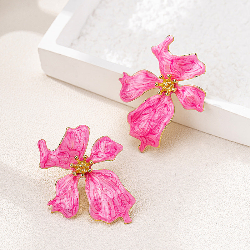 Planderful Vienna Verve Earrings – Retro Exaggerated Pink Flower Design