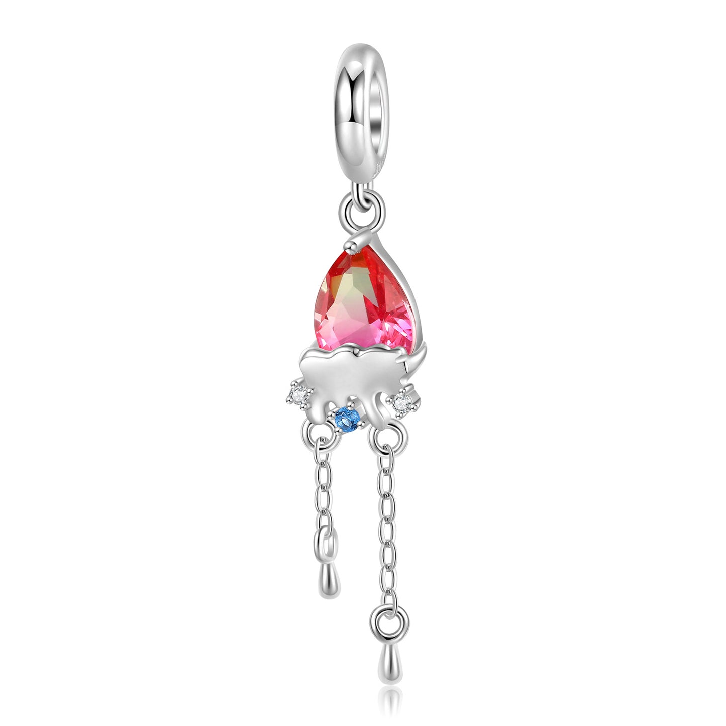 Pink Zircon Tassel Silver Pendant