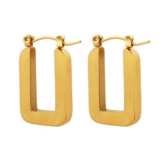 Geometric Drawing Process Earrings - Trendy Titanium Steel Gold-Plated Ear Accessories