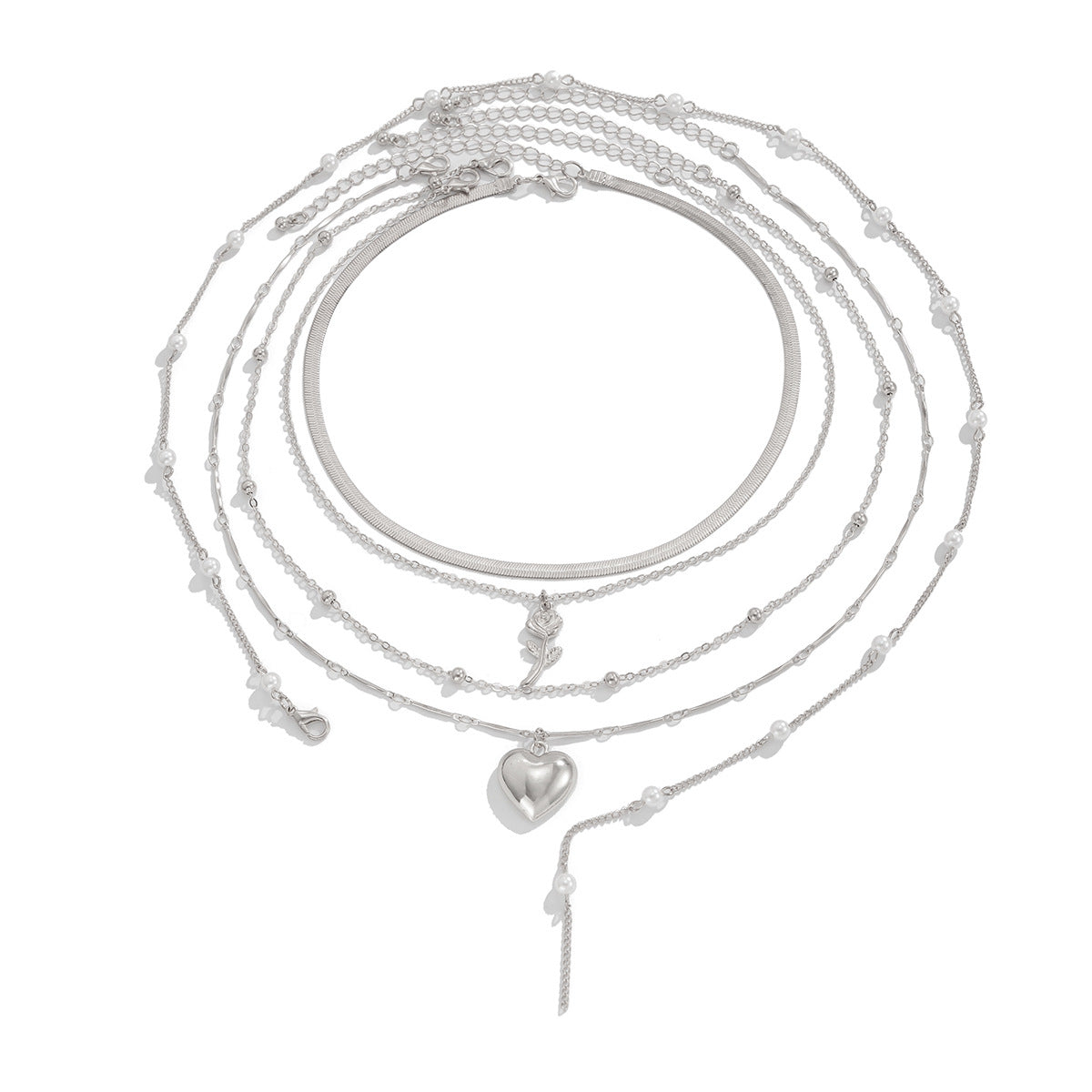 Planderful Vienna Verve Necklace – Elegant Imitation Pearl and Heart-Shaped Design