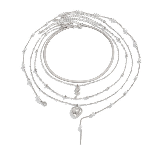 Planderful Vienna Verve Necklace – Elegant Imitation Pearl and Heart-Shaped Design