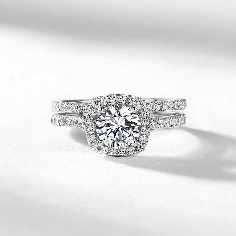 Planderful Classic Moissanite Sterling Silver Ring – 6.5 × 6.5 mm, 1 ct – Style 3