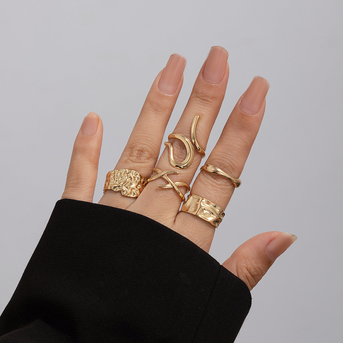 Planderful Vienna Verve Geometric Metal Ring For Fashion Forward Adults With Irregular Lava Texture