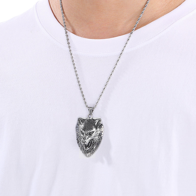 Planderful Thor Hammer Pendant Titanium Wolf Head Bold Men