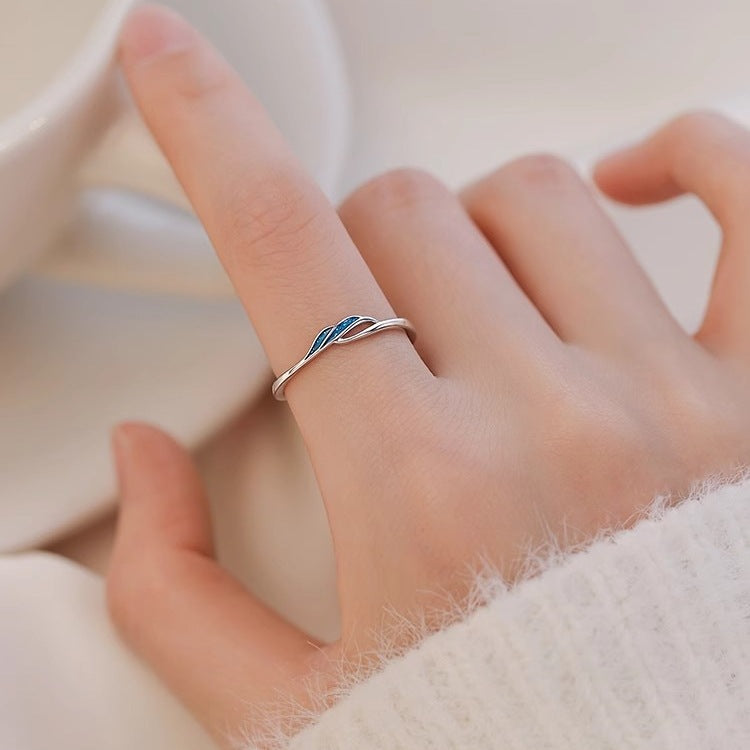 925 Sterling Silver Blue Ring Female Light Luxury Open Ring