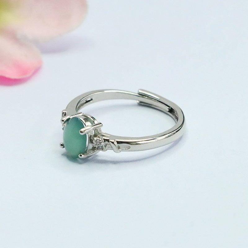 Blue-Water Jadeite Interwoven Ring