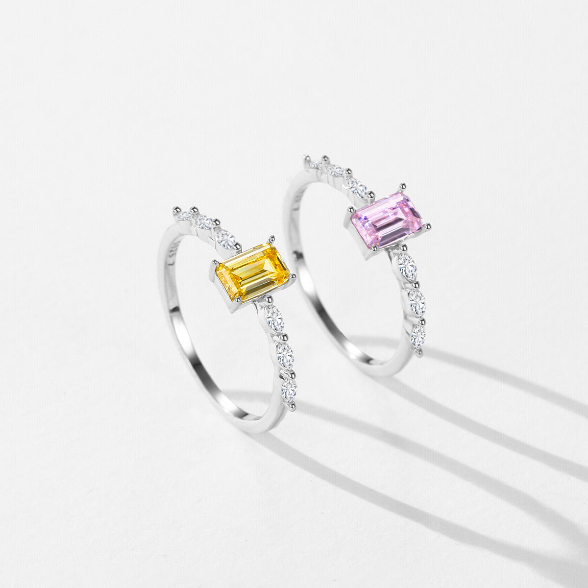 S925 Sterling Silver Sugar Cube Zircon Ring - Women's Luxurious and Elegant Finger Ring