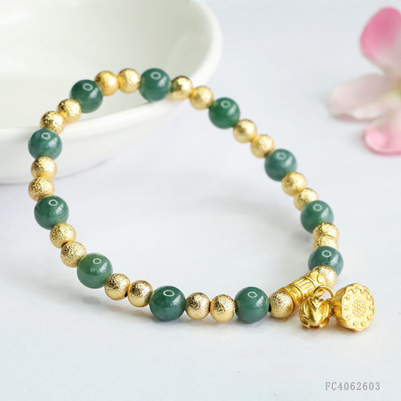 Blue Water Jadeite Round Bead 6 mm Bracelet