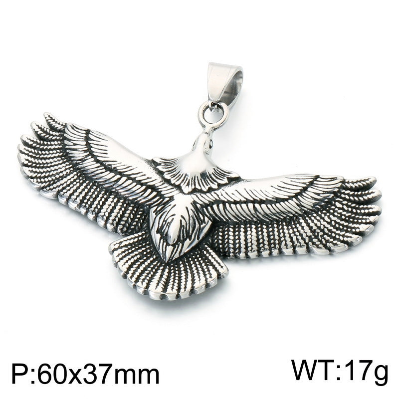 Punk Style Bird Of Prey Eagle Pendant Retro Smeared Eagle Wing Owl Necklace