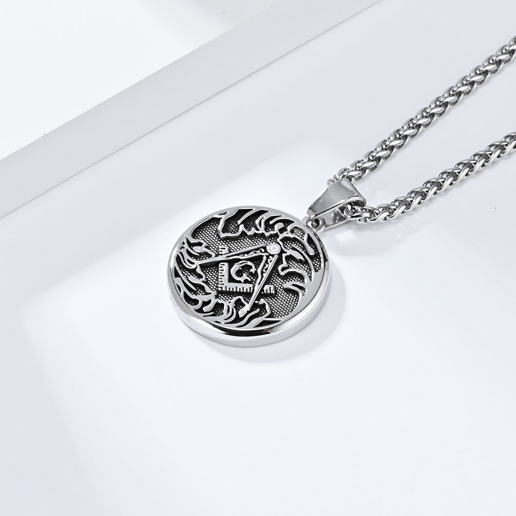 Stainless Steel Durable Pendant Necklace For Men Retro European American Trend Planderful Fraternity Style