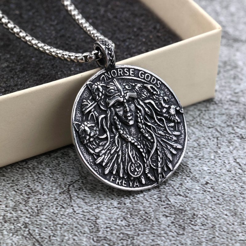 Viking Pendant Retro Stainless Steel Unisex Double Sided Norse Totem Necklace Planderful Norse Legacy