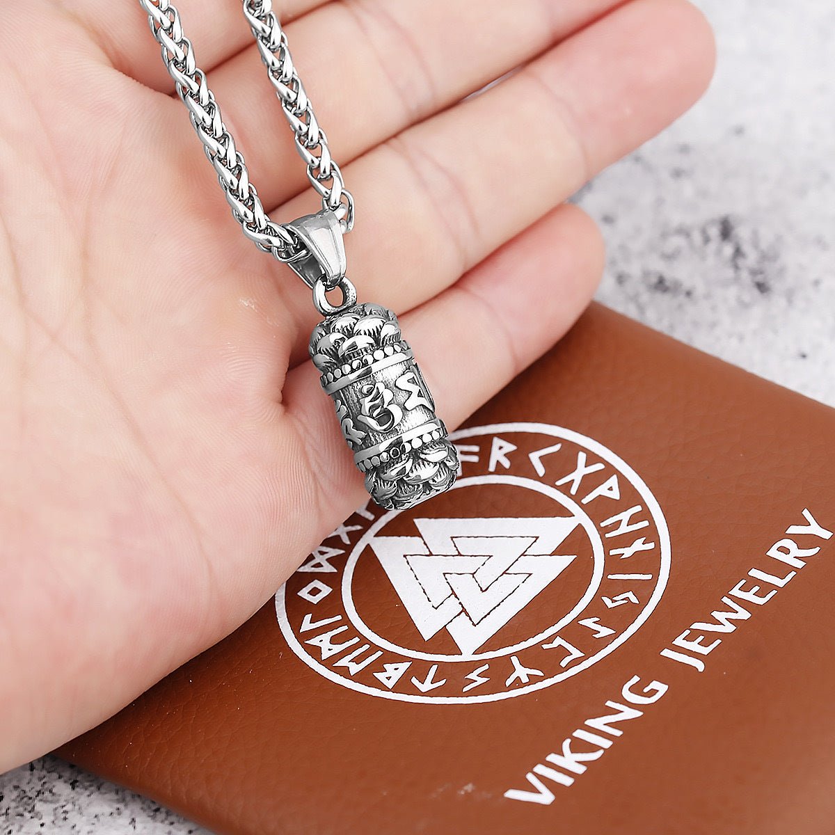 Planderful Titanium Steel Necklace Mens Pendant Lotus Retro National Style Personalized Trendy
