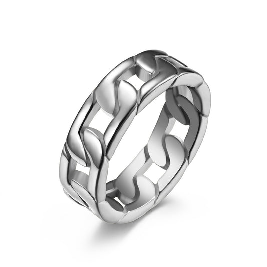 Planderful Everyday Genie Cuban Chain Ring Steel Unisex Jewelry For Men Women Street Style Durable