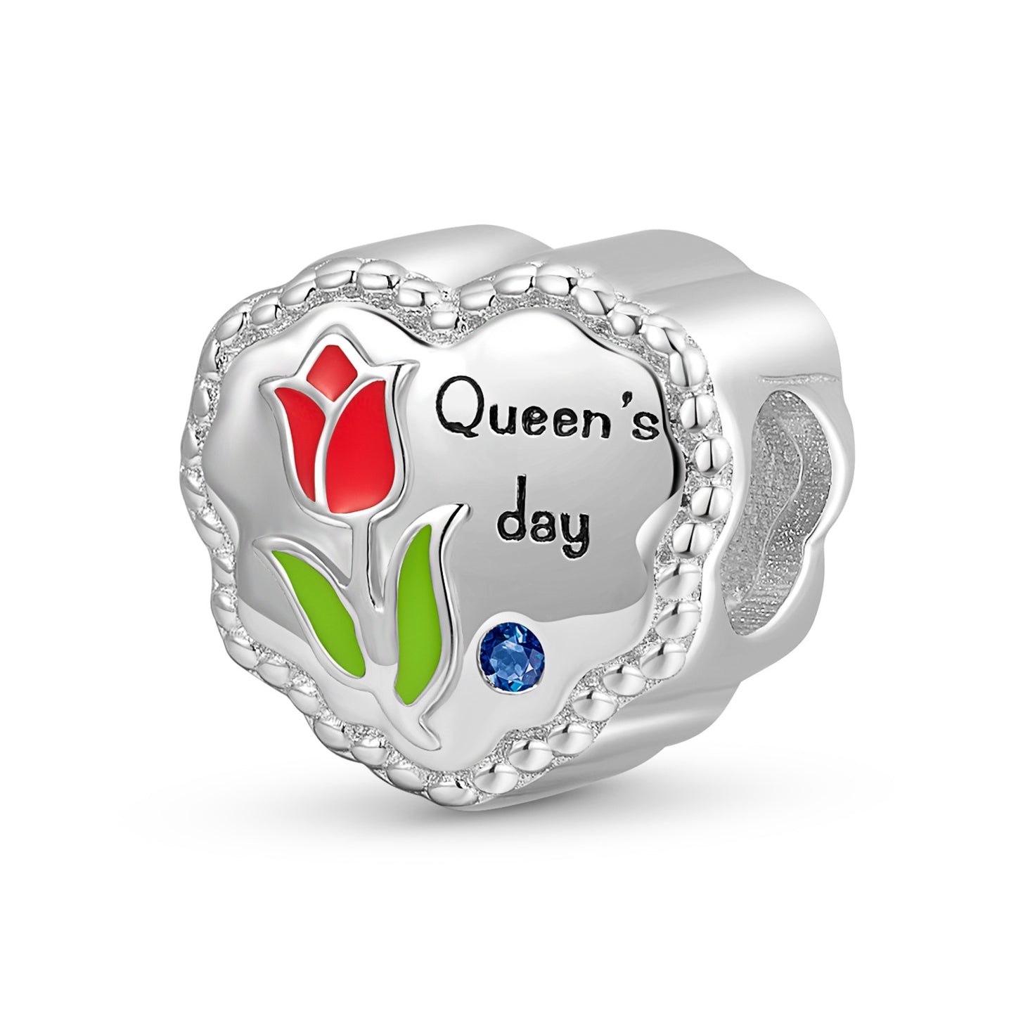 Planderful Everyday Genie S925 Sterling Silver Oil Drop Melted Heart Tulip Beaded Girls' Day Gift Bracelet DIY Accessories Jewelry Beads