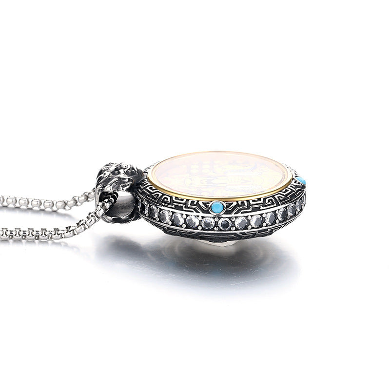 Steel Necklace – Vintage Chinese Dragon Buddha Inspired Pendant For Everyday Wear
