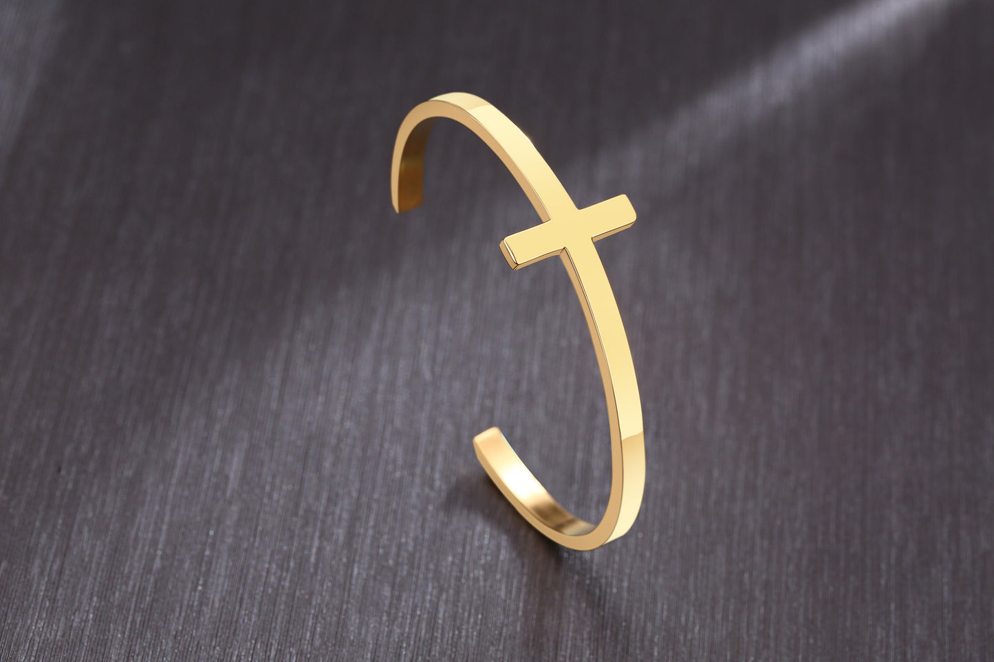 Stainless Steel Bare Cross Open Bracelet for Men and Women