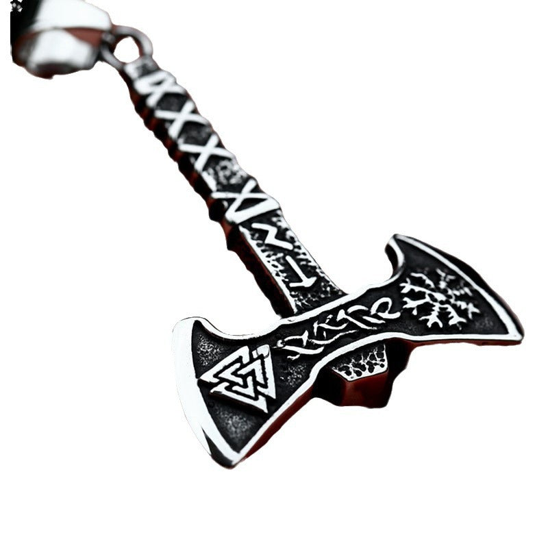 Retro Viking Ares Titanium Steel Axe Pendant for Men - Wholesale Stainless Steel Jewelry