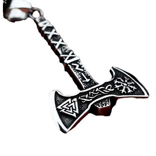 Retro Viking Ares Titanium Steel Axe Pendant for Men - Wholesale Stainless Steel Jewelry