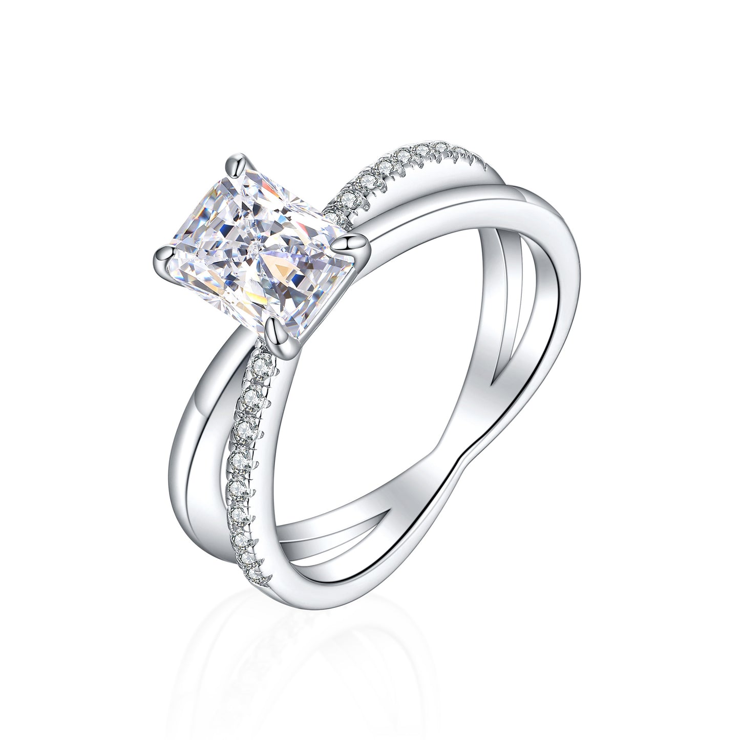 European and American 925 Sterling Silver 1.5ct Zircon Ring