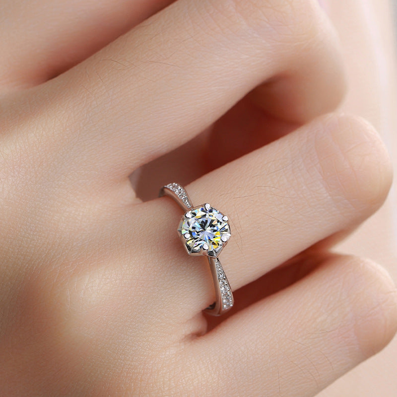Six-Prong S925 Sterling Silver Ring