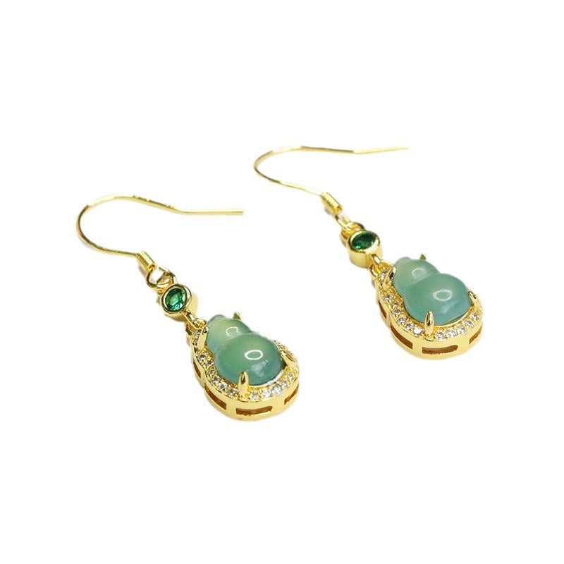 Blue-Water Jadeite Gourd Drop Earrings