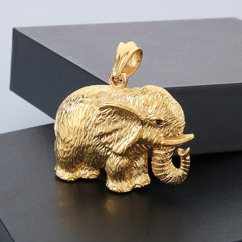 Retro Zircon Mascot Pendant, Classic Elephant Pendant Men Necklace
