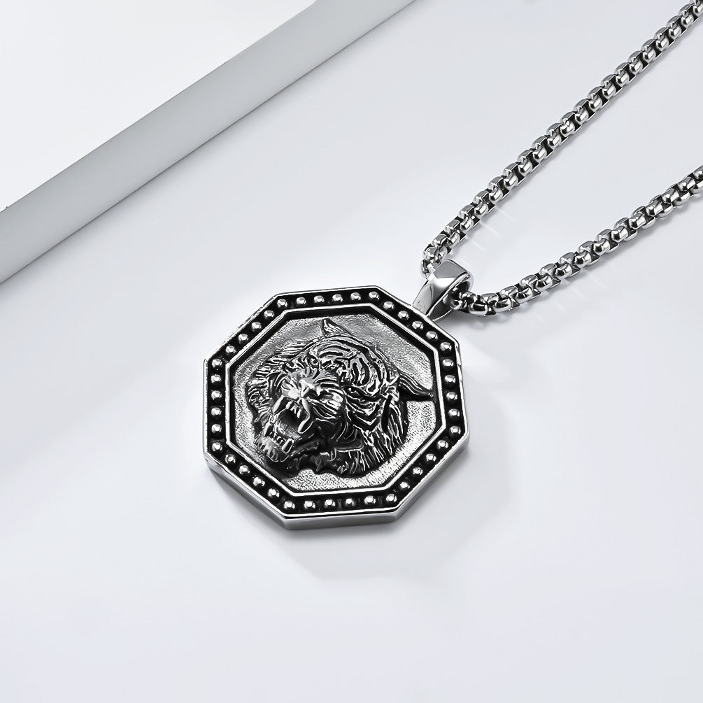 Tiger Pendant Necklace For Men By Planderful Durable Steel Tiger Design For Hip Hop Fashion