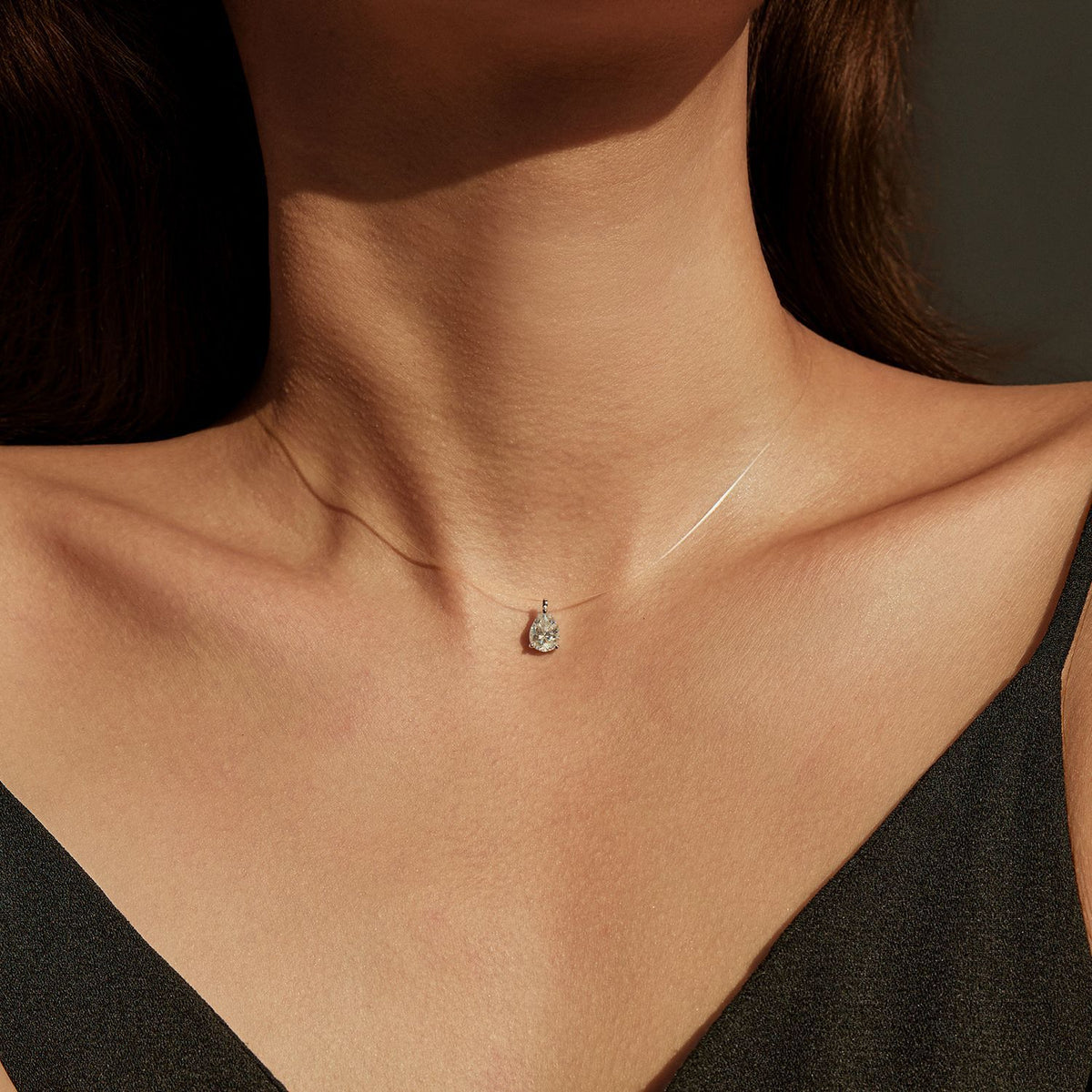 925 Sterling Silver D-Color Moissanite Floating Necklace