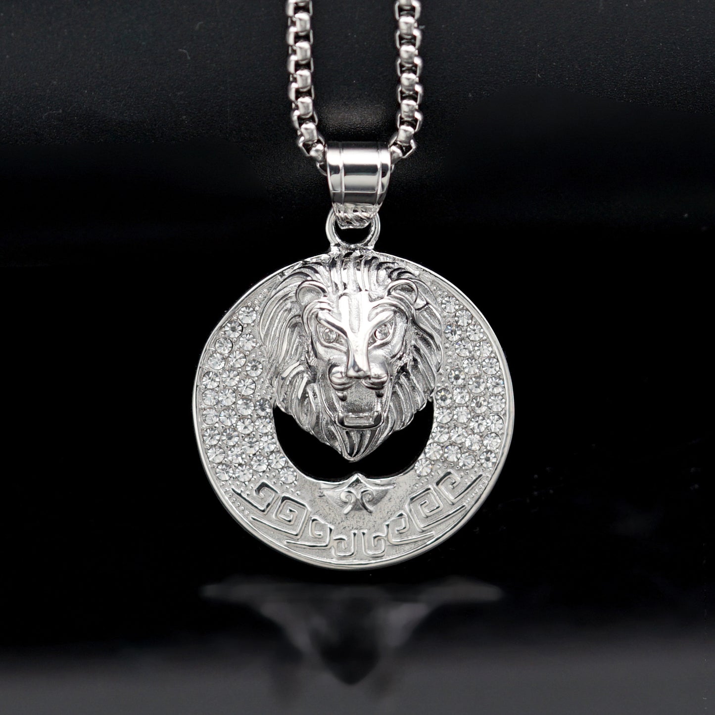 Planderful Hip Hop Necklace Unisex Gold Plated Stainless Steel Lion Head Pendant Color Retention Statement Jewelry