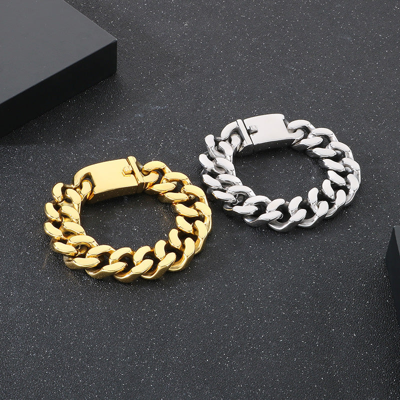 Planderful Punk Cuban Chain Bracelet Unisex Titanium Steel