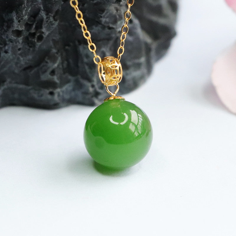 Fortune's Favor Sterling Silver Jade Beaded Chain Necklace