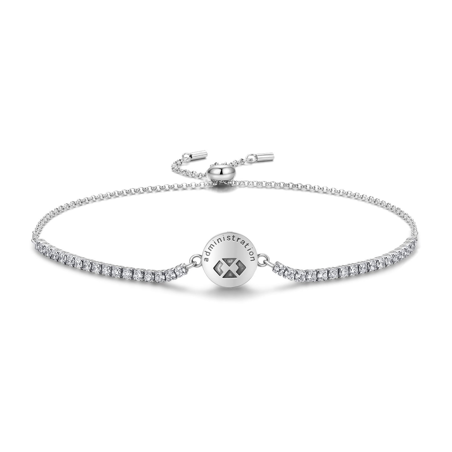 Planderful Jewelry Sterling Silver Zircon Bracelet Adjustable Length For Elegant Everyday Wear