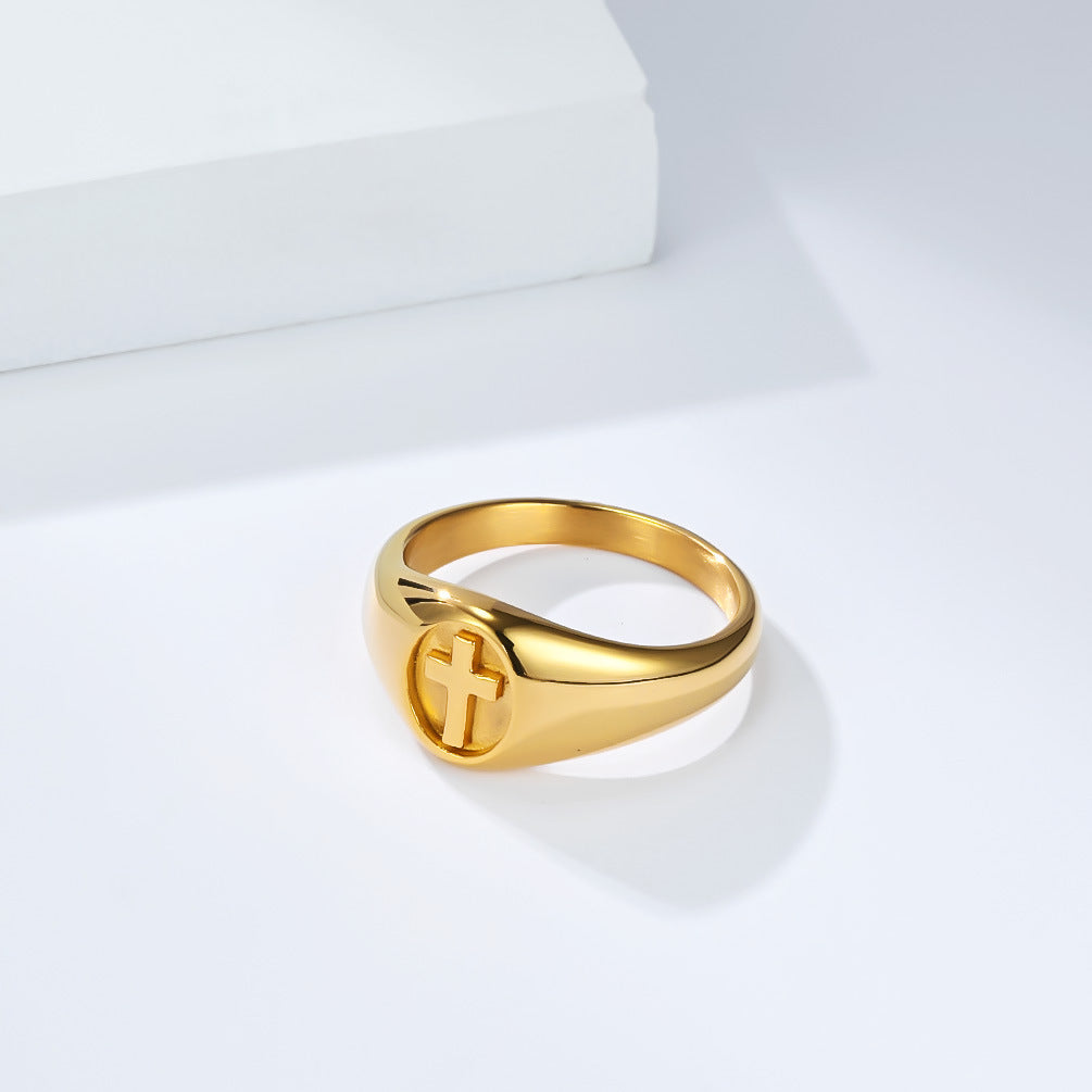Steel Ring - Minimalist Cross Ring