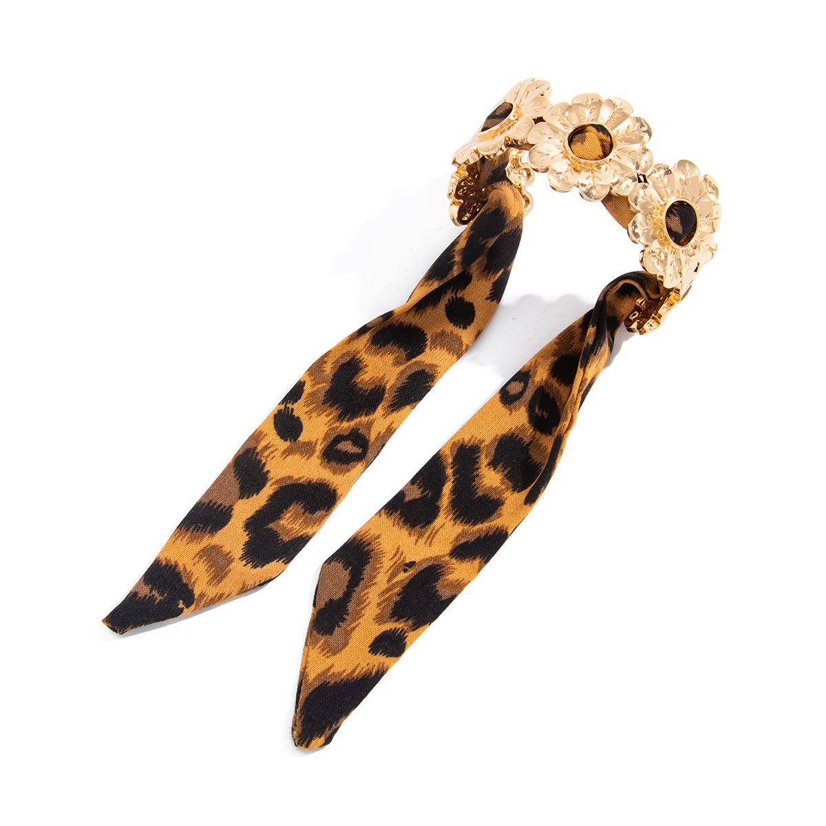 Planderful Silk Scarf Opening Bracelet Vintage Retro Gold Tone For Women Starfish Flower Engraved