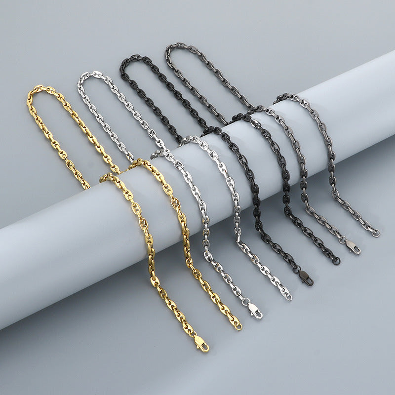 Glossy Titanium Steel Necklace and Bracelet Set for Men