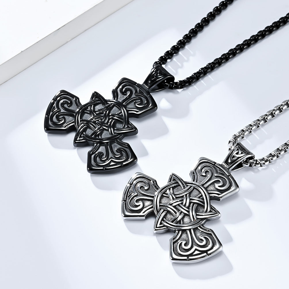 Planderful Viking Pendant Necklace For Men Stainless Steel Celtic Knot Nordic Jewelry