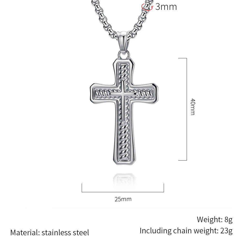 Planderful Cross Necklace For Men Unisex Stainless Steel Pendant Retro Punk Style Durable Statement