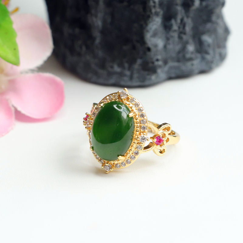 Hetian Jasper Statement Ring