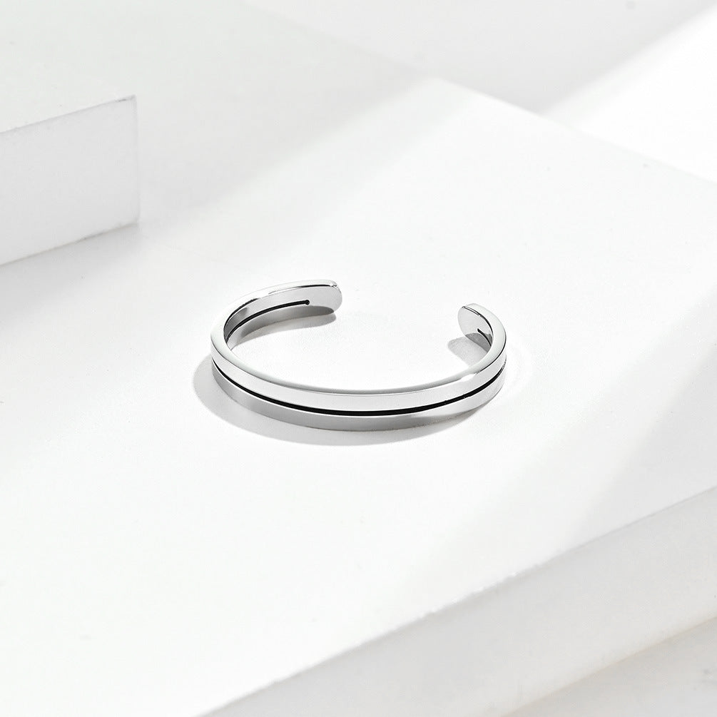 Simple Hollow Lines Titanium Steel Ring for Men and Women