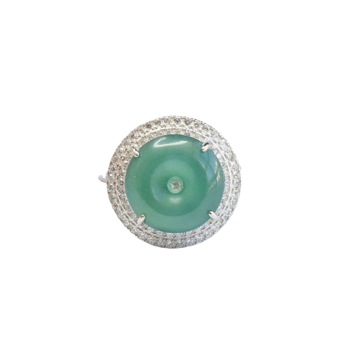 Icy Blue Jadeite Peace Buckle 925 Silver Ring